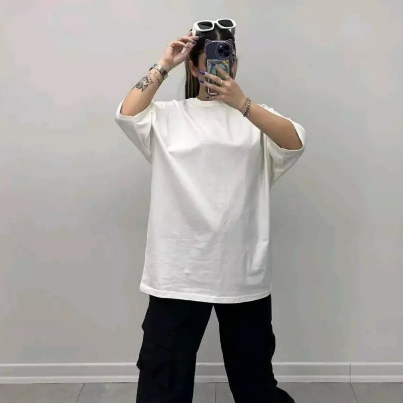 تیشرت لش دخترانه سوپر نح پنبه رنگ سفید فری سایز